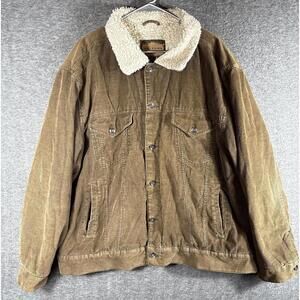 Arizona Jeans Co Corduroy Brown Y2K Faux Fur Lined Jacket Women's Size XXL